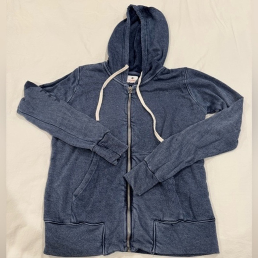 Sundry Dream Big Full Zip Hooded Jacket Women's Size 0 XS Blue/Gray nautical G